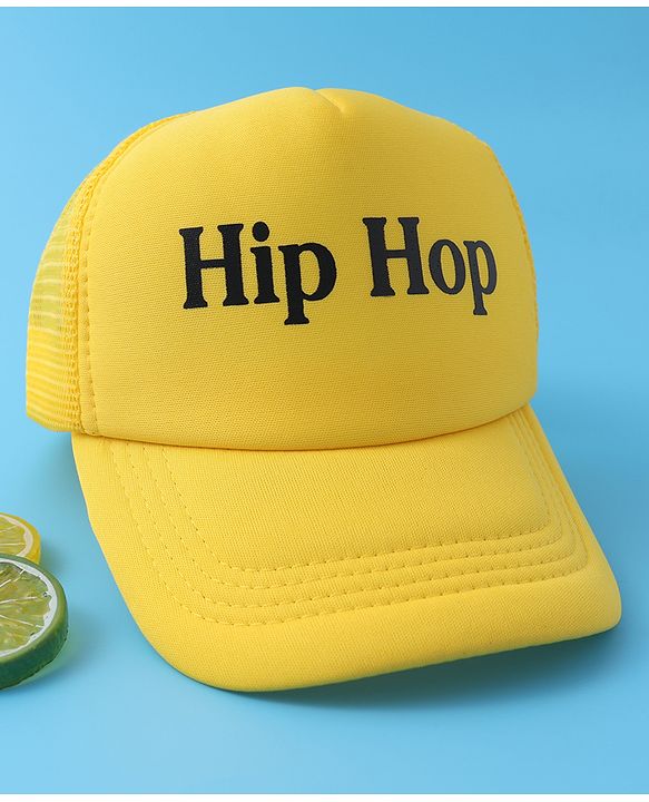 Babyhug Baseball Cap Text Print - Yellow