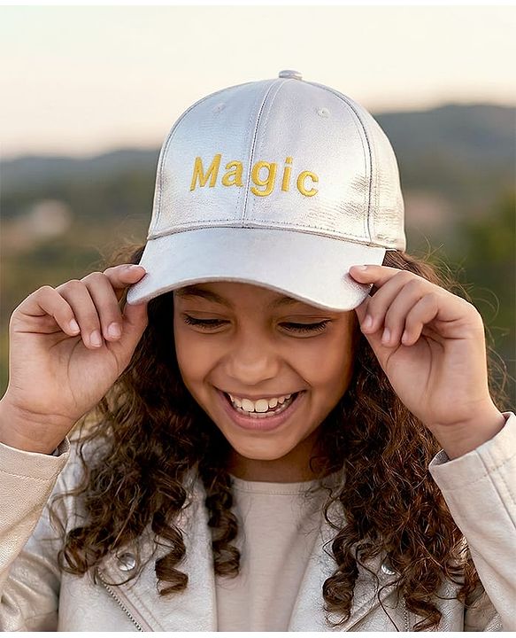 Pine Kids Baseball Cap Text Embroidery - Silver
