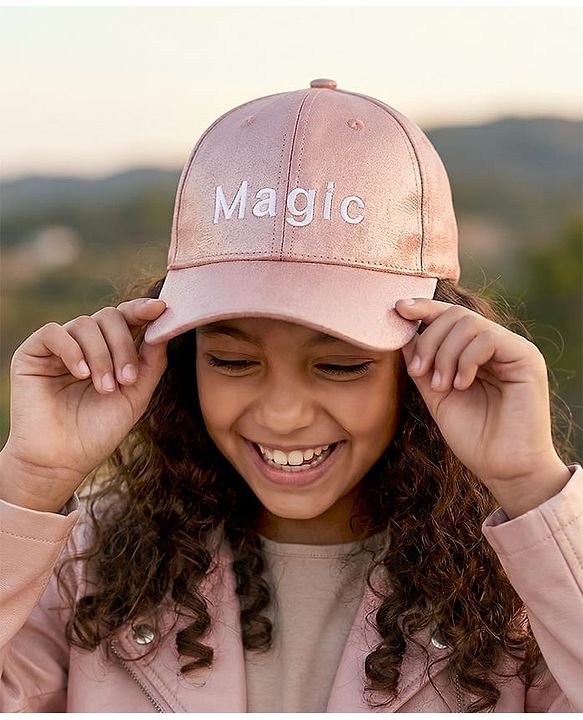Pine Kids Baseball Cap Text Embroidery - Pink