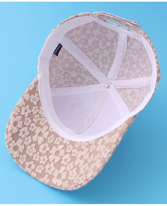 Pine Kids Baseball Cap with Floral Appilique - Beige