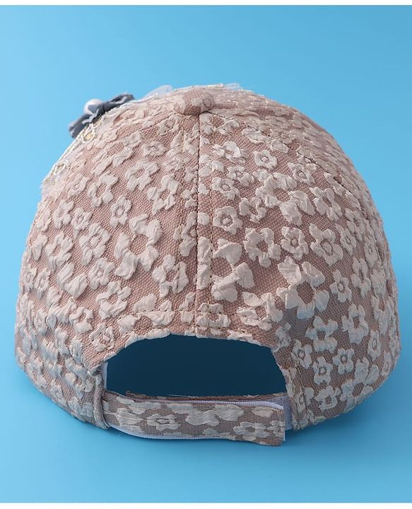 Pine Kids Baseball Cap with Floral Appilique - Beige