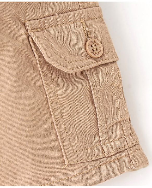 Babyhug Cotton Spandex Twill Above Knee Length Solid Color  Bermuda - Beige