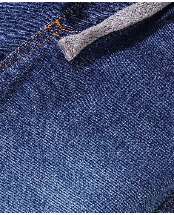 Babyhug Denim Full Length With Stretch Washed  Joggers -Blue