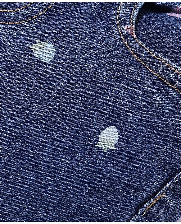 Babyhug Denim Full Length With Stretch  Jeans Strawberry Print - Blue
