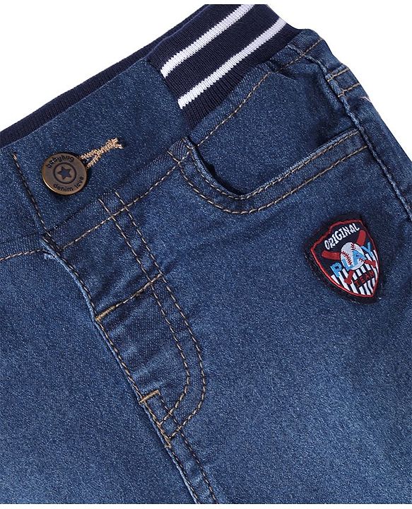 Babyhug Denim Full Length With Stretch Washed Jeans - Blue