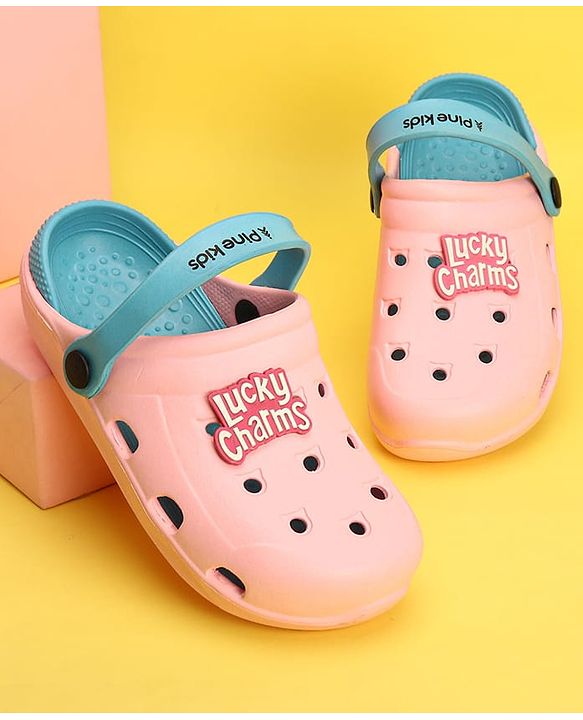 Pine Kids Clogs Text Patch - Light & Dark Pink