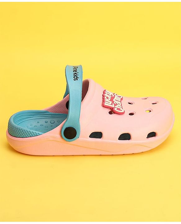 Pine Kids Clogs Text Patch - Light & Dark Pink