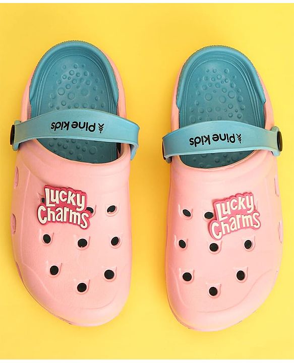 Pine Kids Clogs Text Patch - Light & Dark Pink