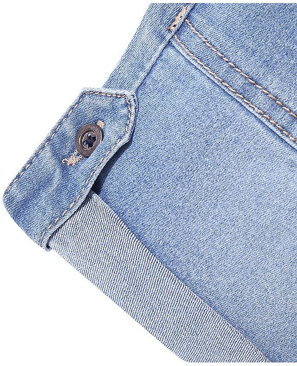 Babyhug Denim Text  Embroidered Stretchable Shorts - Blue