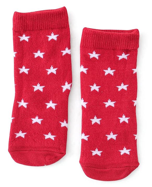 Cute Walk By Babyhug Non Terry Knit Anti-Bacterial Ankle Length Socks Stripes & Bear Design Pack Of 3 - White Red & Yellow