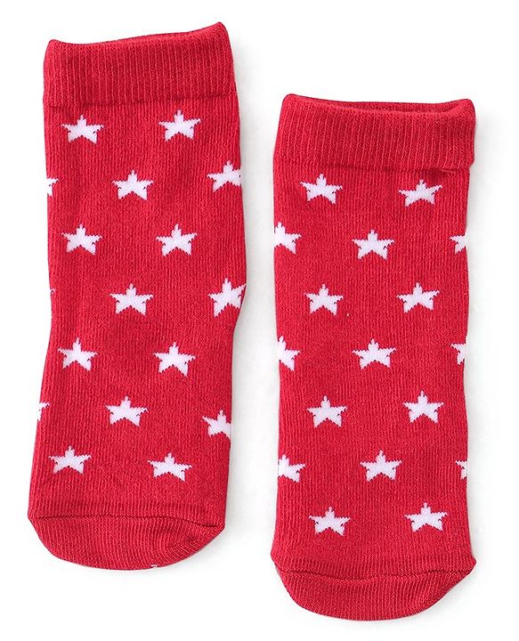 Cute Walk By Babyhug Non Terry Knit Anti-Bacterial Ankle Length Socks Stripes & Bear Design Pack Of 3 - White Red & Yellow