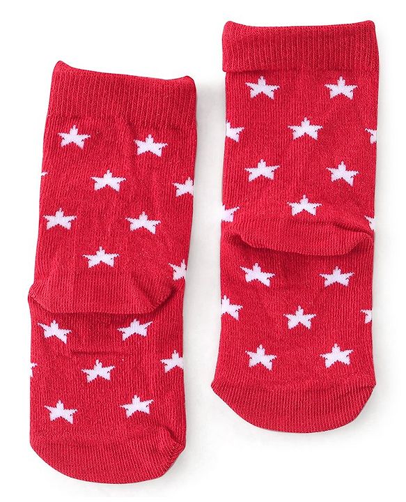 Cute Walk By Babyhug Non Terry Knit Anti-Bacterial Ankle Length Socks Stripes & Bear Design Pack Of 3 - White Red & Yellow