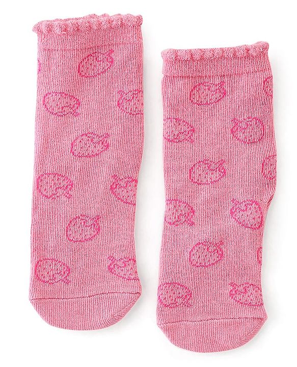 Cute Walk By Babyhug Non Terry Knit Anti-Bacterial Ankle Length Socks Polka Dot Design Pack Of 3 - Pink & White