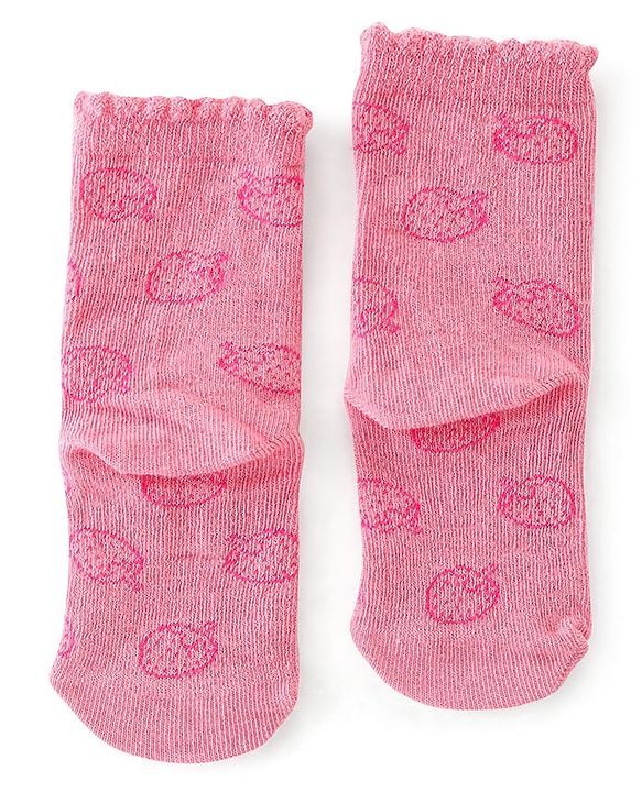 Cute Walk By Babyhug Non Terry Knit Anti-Bacterial Ankle Length Socks Polka Dot Design Pack Of 3 - Pink & White