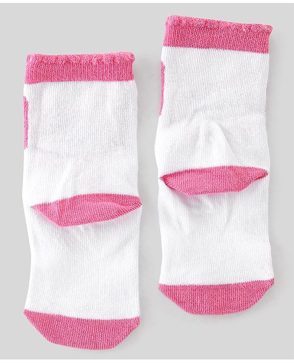 Cute Walk By Babyhug Non Terry Knit Anti-Bacterial Ankle Length Socks Polka Dot Design Pack Of 3 - Pink & White