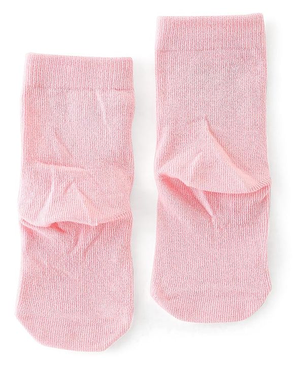 Cute Walk By Babyhug Non Terry Knit Anti-Bacterial Ankle Length Socks Stripes & Apple Design Pack Of 3 - Pink & White