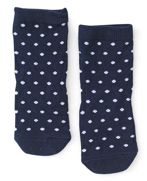 Cute Walk By Babyhug Anti-Bacterial Ankle Length Socks Floral & Polka Dot Design Pack Of 3 - Navy Blue Red & Purple