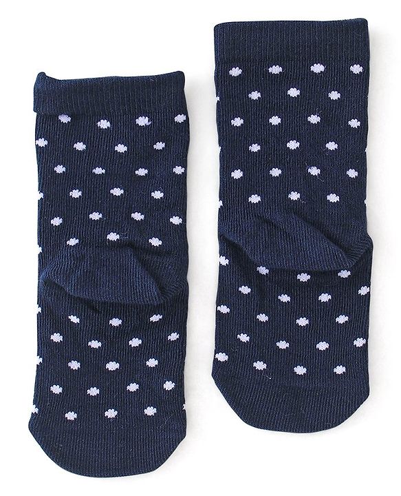 Cute Walk By Babyhug Anti-Bacterial Ankle Length Socks Floral & Polka Dot Design Pack Of 3 - Navy Blue Red & Purple