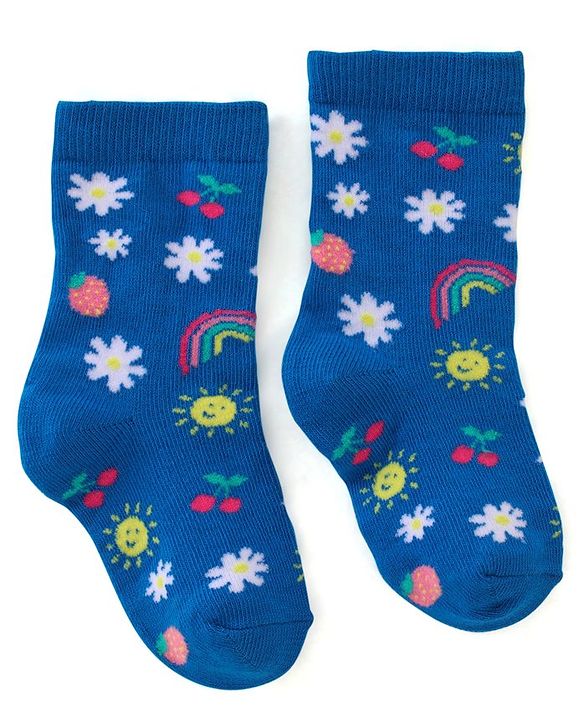 Cute Walk by Babyhug Anti Bacterial Ankle Length Socks Floral Design Pack Of 3 - Multicolour