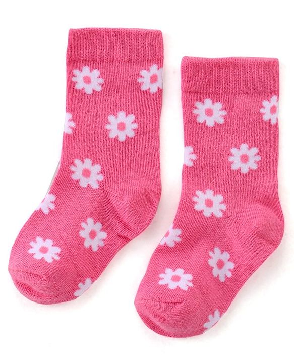 Cute Walk by Babyhug Anti Bacterial Ankle Length Socks Floral Design Pack Of 3 - Multicolour