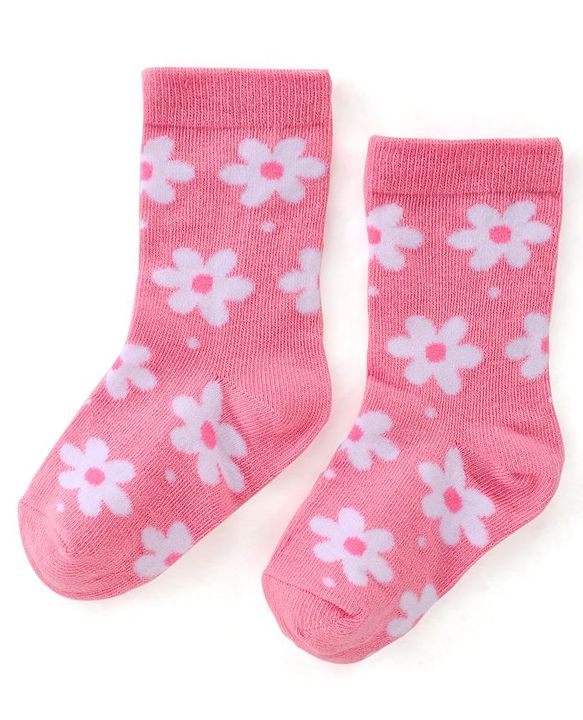 Cute Walk by Babyhug Anti Bacterial Ankle Length Socks Floral Design Pack Of 3 - Multicolour