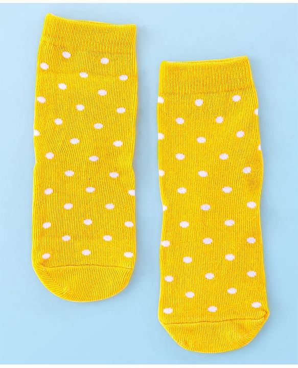 Cute Walk by Babyhug Anti Bacterial Ankle Length Socks Striped Polka Dot & Star Design Pack of 3 - Pink Yellow & White