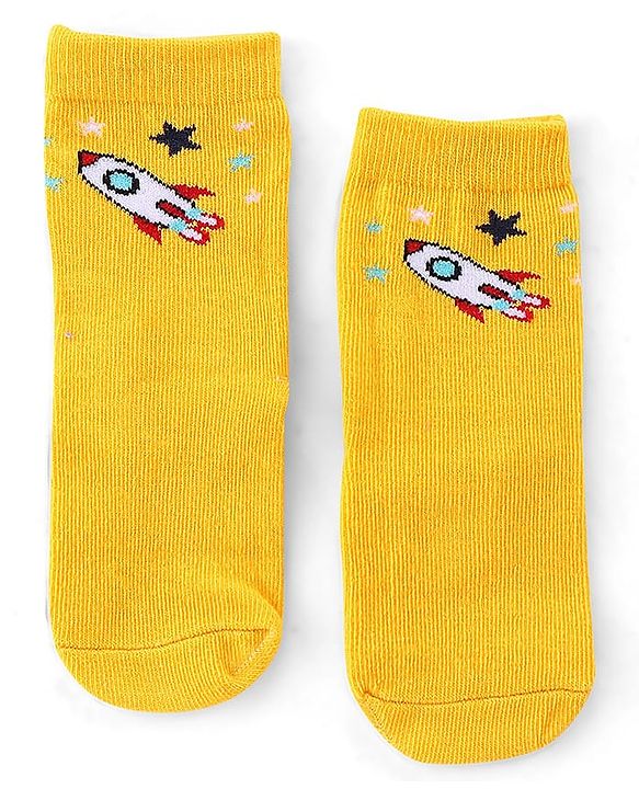 Cute Walk by Babyhug Anti Bacterial Ankle Length Socks Rocket Design Pack Of 5 - Multicolour