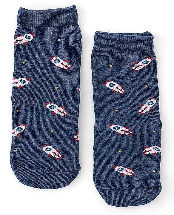 Cute Walk by Babyhug Anti Bacterial Ankle Length Socks Rocket Design Pack Of 5 - Multicolour