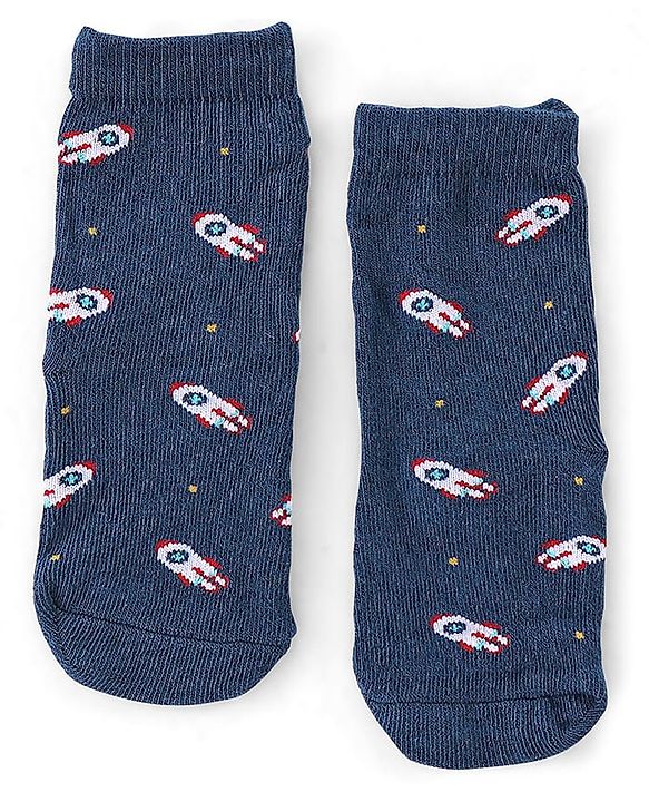 Cute Walk by Babyhug Anti Bacterial Ankle Length Socks Rocket Design Pack Of 5 - Multicolour