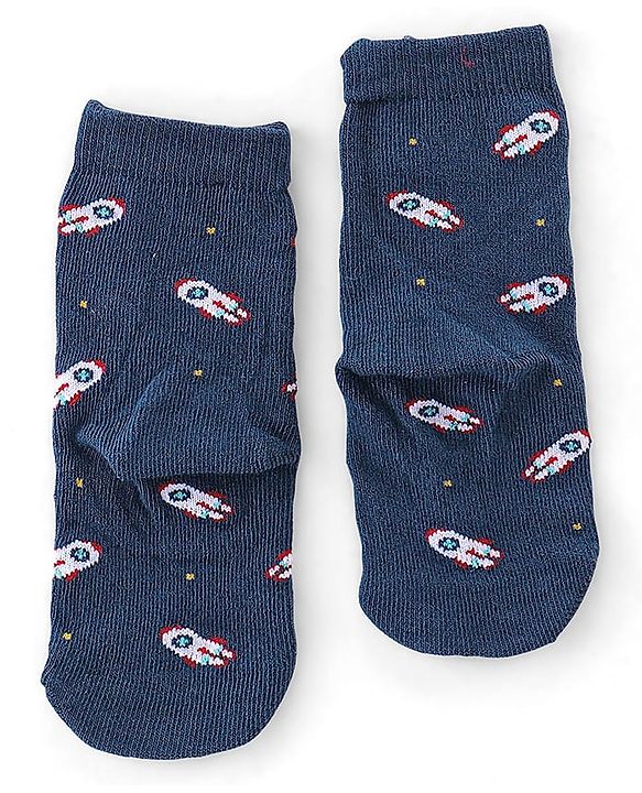 Cute Walk by Babyhug Anti Bacterial Ankle Length Socks Rocket Design Pack Of 5 - Multicolour