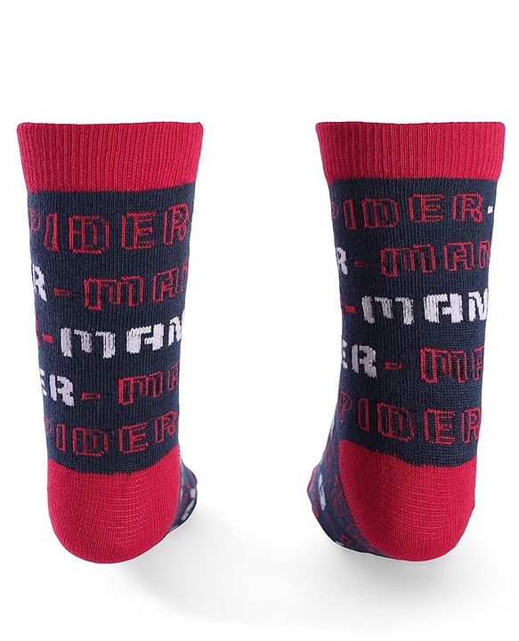 Pine Kids Marvel Non Terry Ankle Length Anti-Bacterial Scoks Spiderman Graphics Pack of 3 - Multicolor