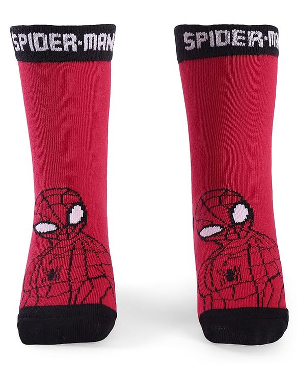Pine Kids Marvel Non Terry Ankle Length Anti-Bacterial Scoks Spiderman Graphics Pack of 3 - Multicolor