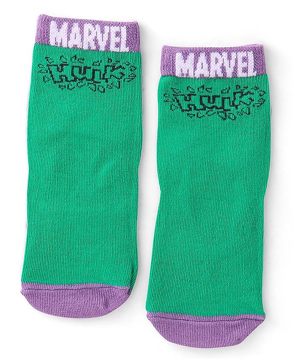 Pine Kids Marvel Non Terry Ankle Length Anti-Bacterial Socks Avengers Graphics Pack of 3 - Multicolor