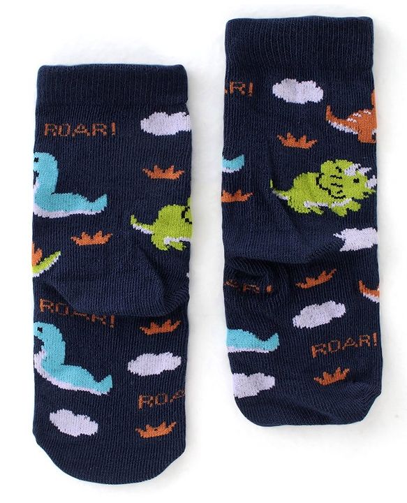 Cute Walk by Babyhug Anti Bacterial Ankle Length Socks Dino Design Pack Of 3 - Multicolour