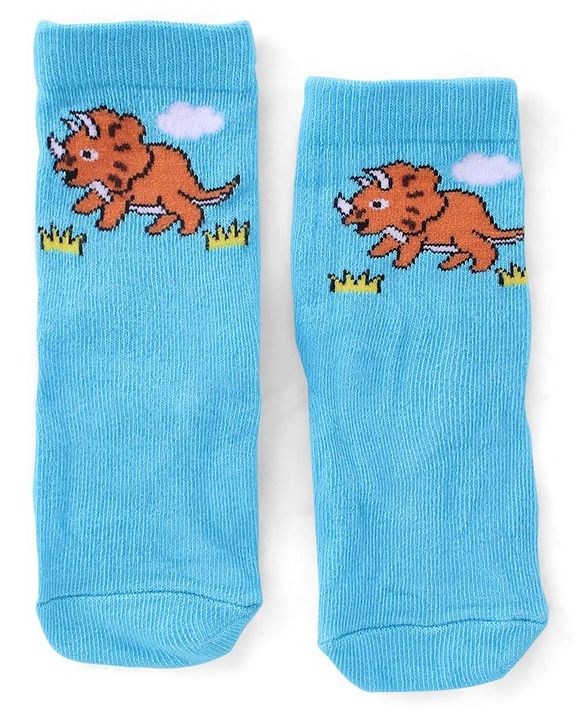 Cute Walk by Babyhug Anti Bacterial Ankle Length Socks Dino Design Pack Of 3 - Multicolour