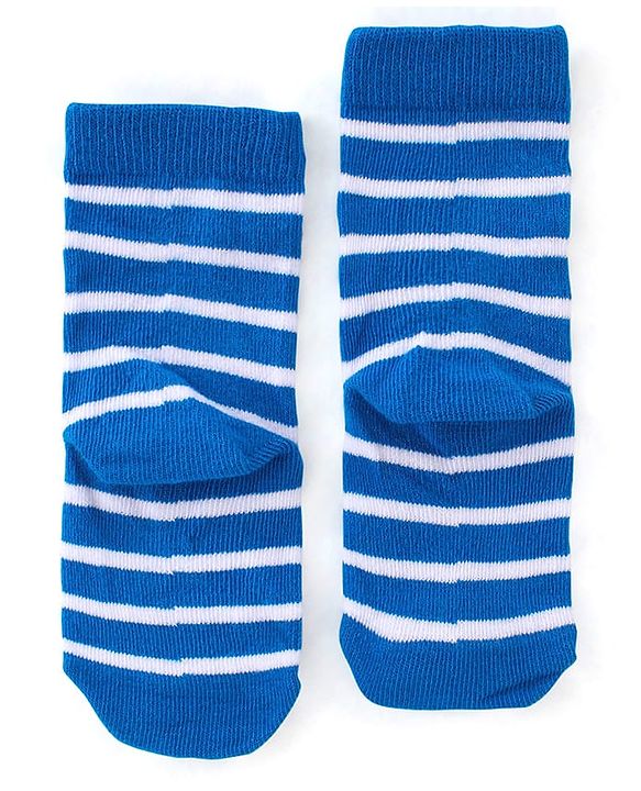 Cute Walk by Babyhug Anti Bacterial Ankle Length Socks Striped & Teddy Design Pack of 3 - Blue & Yellow