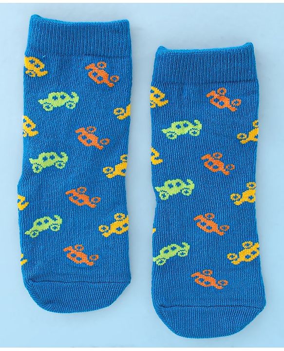 Cute Walk by Babyhug Anti Bacterial Ankle Length Socks Car Design Pack Of 3 - Multicolour