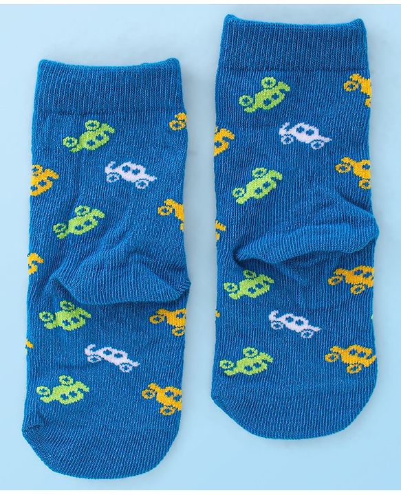 Cute Walk by Babyhug Anti Bacterial Ankle Length Socks Car Design Pack Of 3 - Multicolour