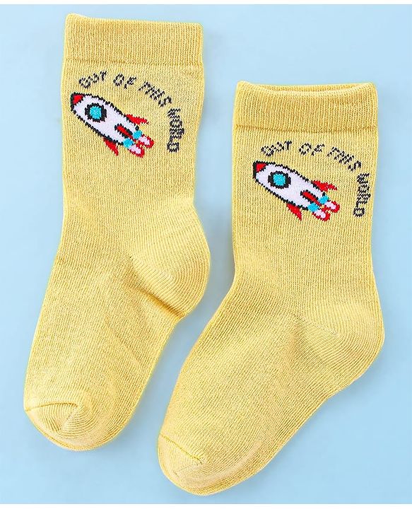Cute Walk by Babyhug Anti Bacterial Ankle Length Socks Rocket Design Pack Of 3 - Multicolour