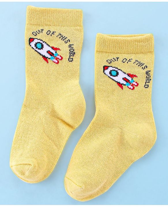 Cute Walk by Babyhug Anti Bacterial Ankle Length Socks Rocket Design Pack Of 3 - Multicolour