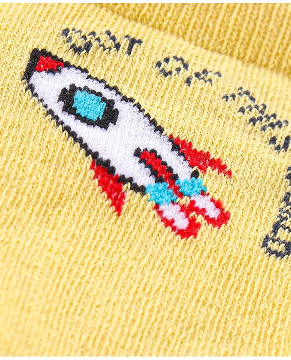 Cute Walk by Babyhug Anti Bacterial Ankle Length Socks Rocket Design Pack Of 3 - Multicolour