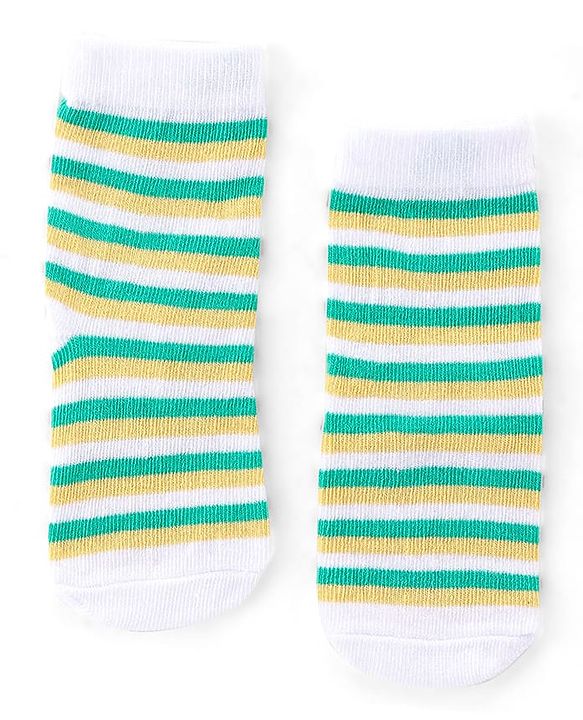 Cute Walk by Babyhug Anti Bacterial Ankle Length Socks Tiger Design Pack Of 3 - Green
