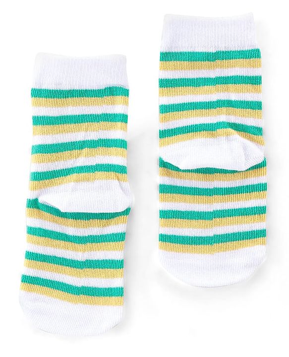 Cute Walk by Babyhug Anti Bacterial Ankle Length Socks Tiger Design Pack Of 3 - Green