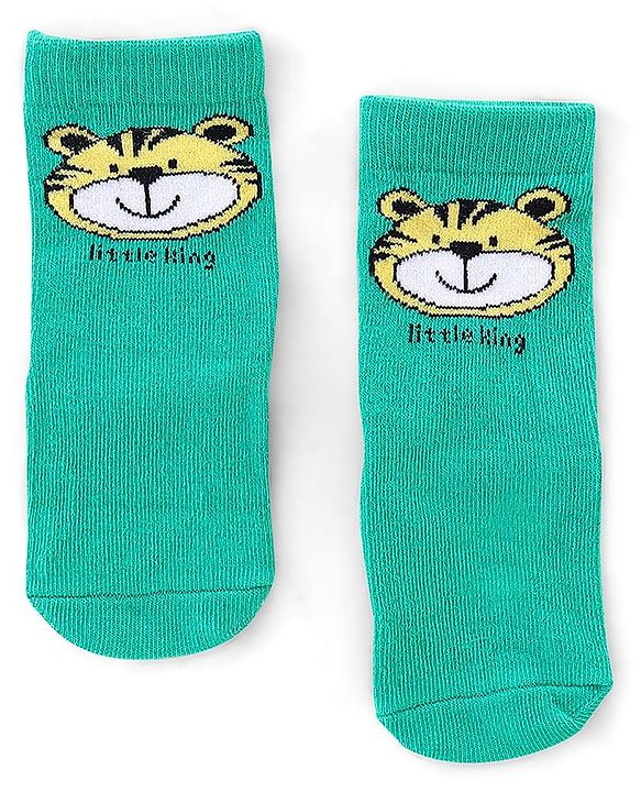 Cute Walk by Babyhug Anti Bacterial Ankle Length Socks Tiger Design Pack Of 3 - Green