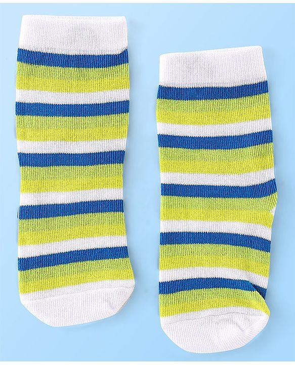Cute Walk by Babyhug Anti Bacterial Ankle Length Socks Striped & Dino Design Pack of 3 - Multicolour