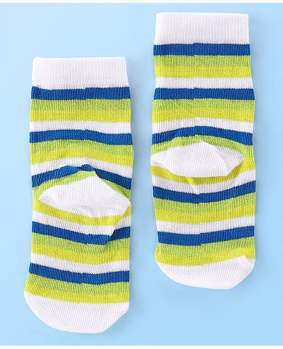 Cute Walk by Babyhug Anti Bacterial Ankle Length Socks Striped & Dino Design Pack of 3 - Multicolour