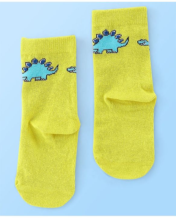 Cute Walk by Babyhug Anti Bacterial Ankle Length Socks Striped & Dino Design Pack of 3 - Multicolour