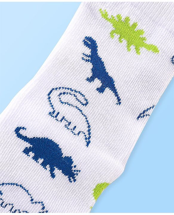 Cute Walk by Babyhug Anti Bacterial Ankle Length Socks Striped & Dino Design Pack of 3 - Multicolour