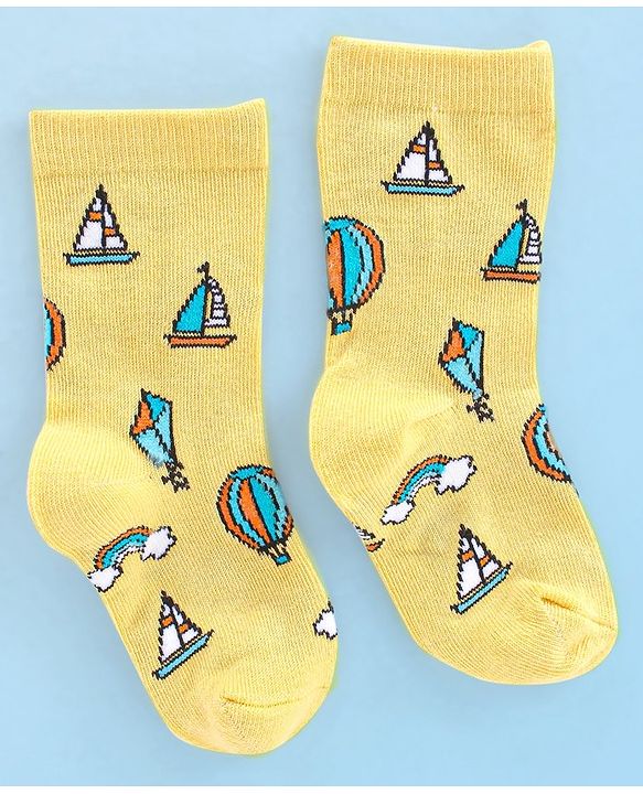 Cute Walk by Babyhug Anti Bacterial Ankle Length Socks Boat Design Pack Of 3 - Multicolour