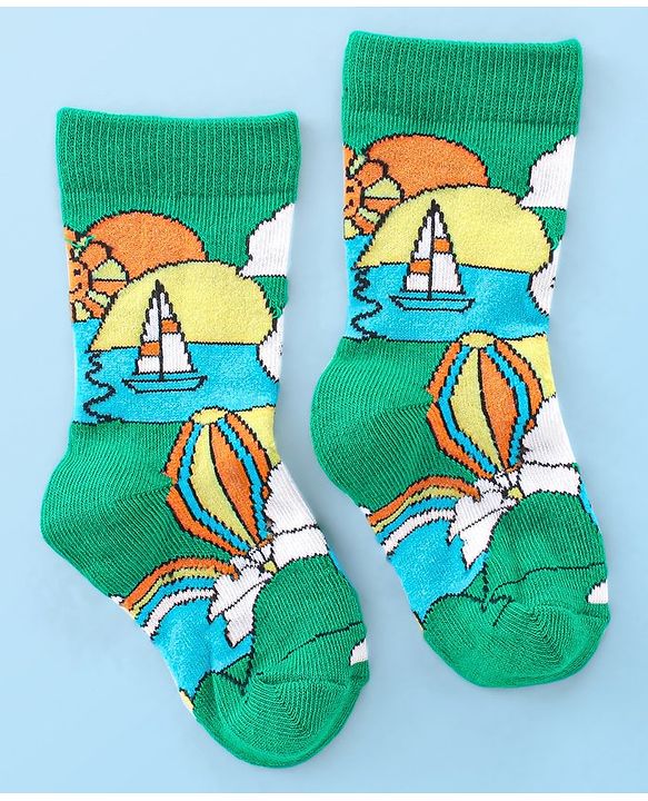 Cute Walk by Babyhug Anti Bacterial Ankle Length Socks Boat Design Pack Of 3 - Multicolour